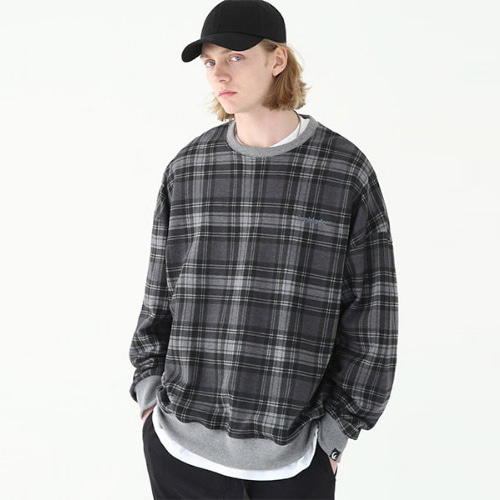 Over fit all check sweat shirt_tai233mm_darkgray