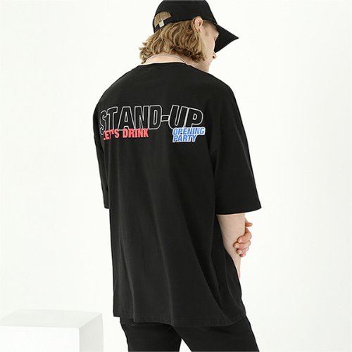 Over fit stand up graphic T-shirt-tai131ss-black