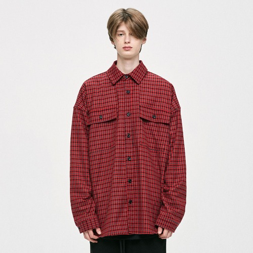 Oversized Check Shirt - Red