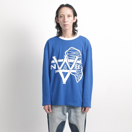 skeleton logo sleeved t-shirts TOP -BLUE