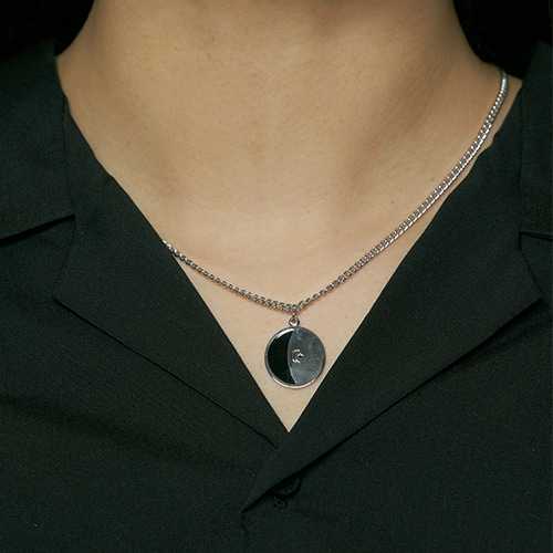 Black half moon necklace
