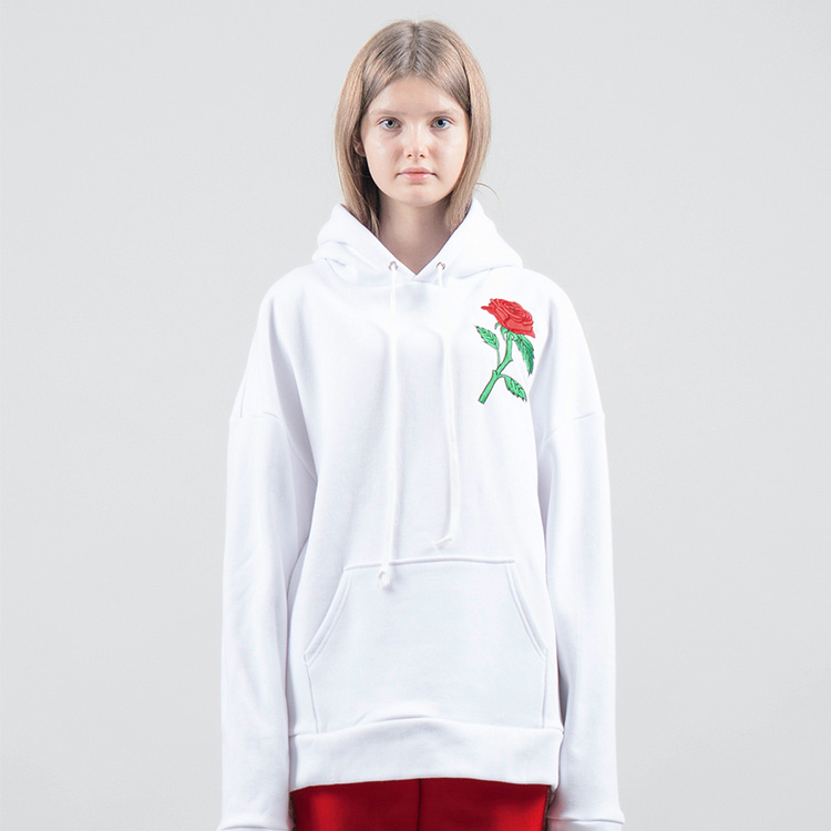 attach rose hoodie - WHITE