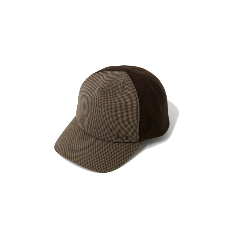 SUEDE/CHECK HALF CAP - BROWN
