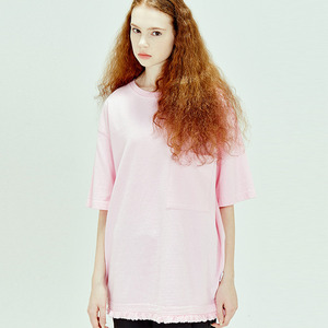 FRINGED OVER TEE - PINK