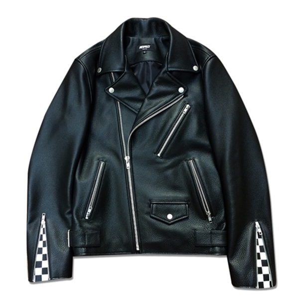 COW HIDE CHECKPOINT RIDER JACKET - BLACK