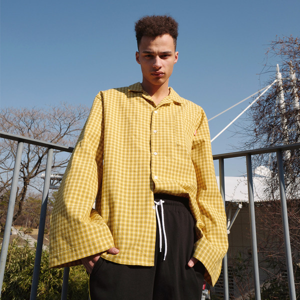 NOTCHED COLLAR OVERSIZED CHECK SHIRT