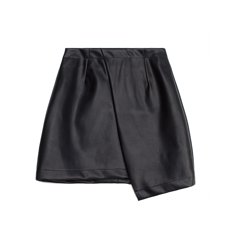 Leather Rab Skirt Black / Semi A line