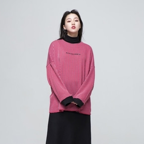 oversized vertical stripe knit (red/gray)