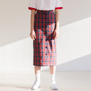 MG8S OPEN CHECK SKIRT (RED)