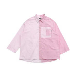 Over Stripe Half Shirt [Pink]