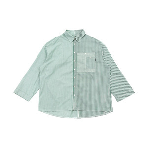 Over Stripe Half Shirt [Green]