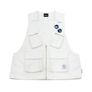 Twill Cargo Vest [White]