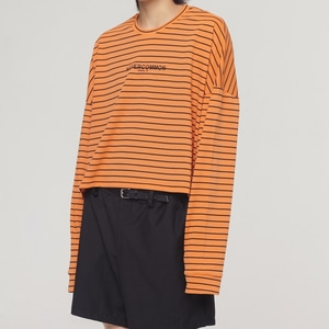 stripe crop knit (orange)