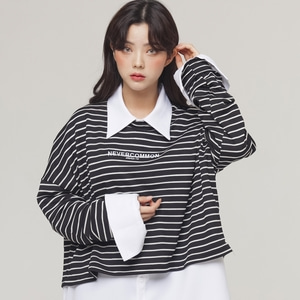 stripe crop knit (black)