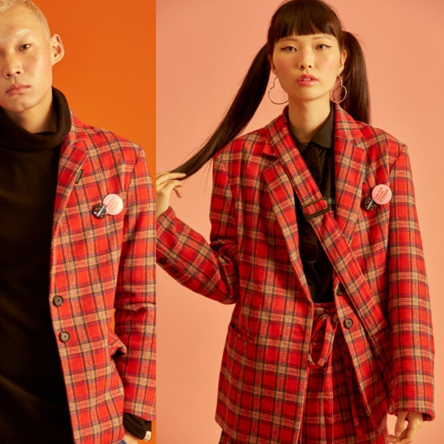 NEONMOON CHECK JACKET - RED