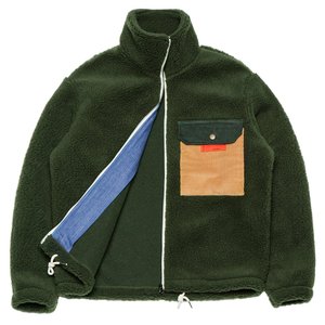 Mixed Fleece Zip-up (green)
