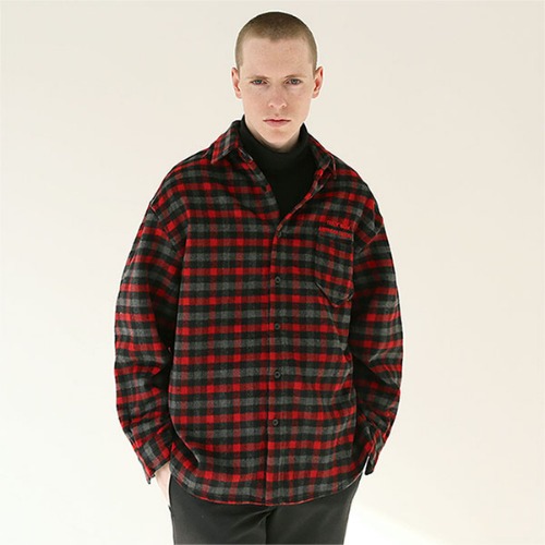 Flannel tartan check shirt_Red
