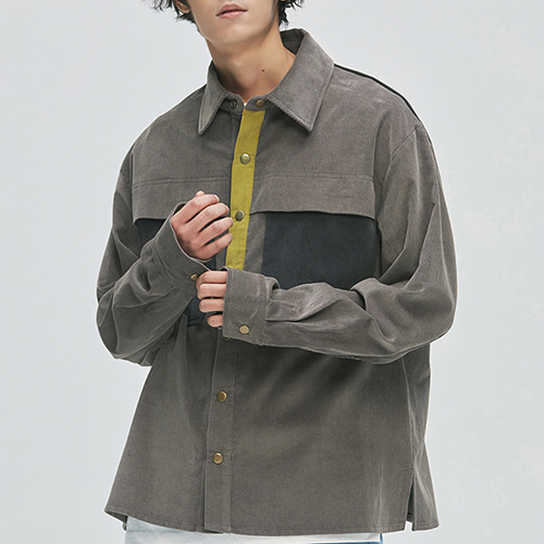 16’s Corduroy Work Shirts-Jacket (gray)