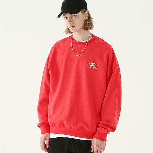 Over fit capsule round logo sweat shirt_tai236mm_red