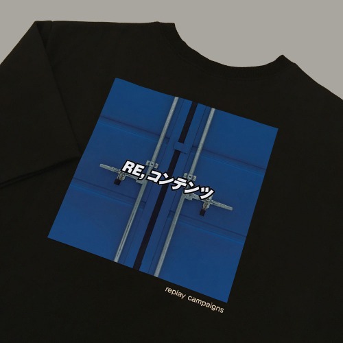 new black replay campaign 1/2 tee (cobalt blue)