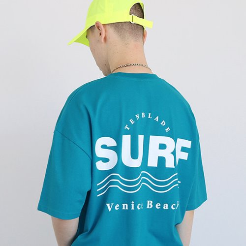 Surf wave T-shirt-tai153ss-l-blue