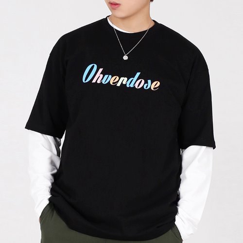 OVER-FIT MULTI COLORS LOGO TEE BLACK