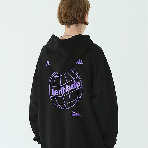 global logo hoodie black