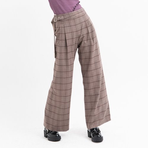Belt Detail Wide Pants (BROWN)