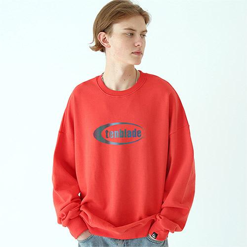 reflective oval logo sweat shirt cherry-red