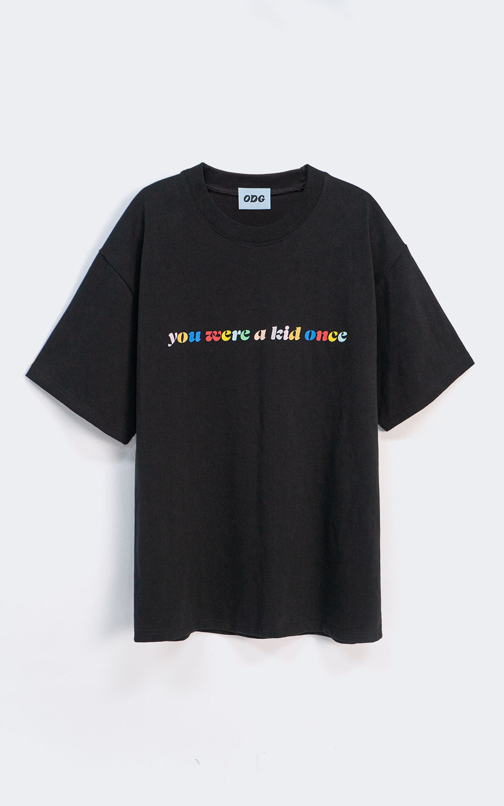 오디지 온라인 스토어Rainbow Slogan T-shirt_Black_for kids자체브랜드