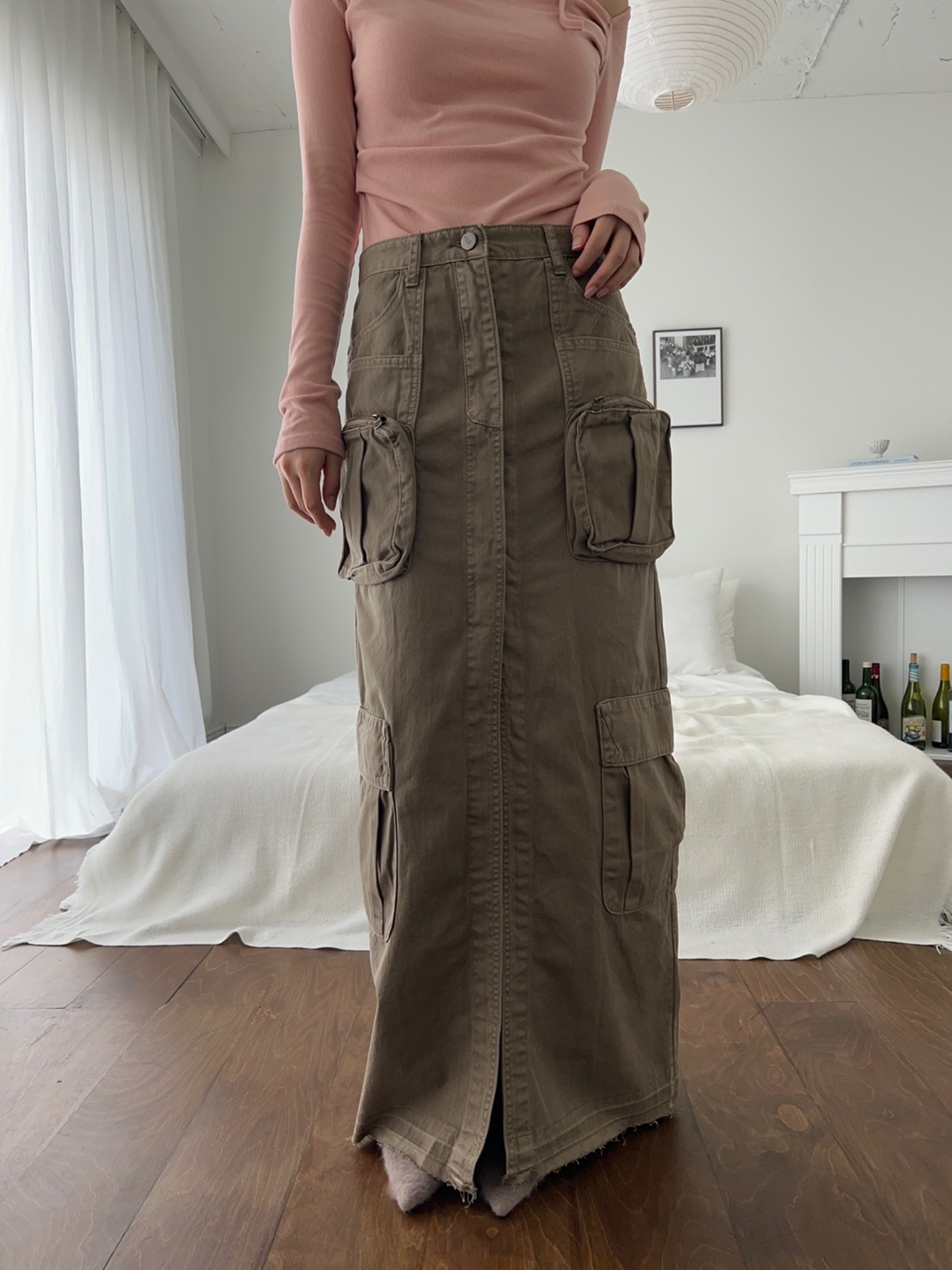 cargo pocket denim skirt (2color)