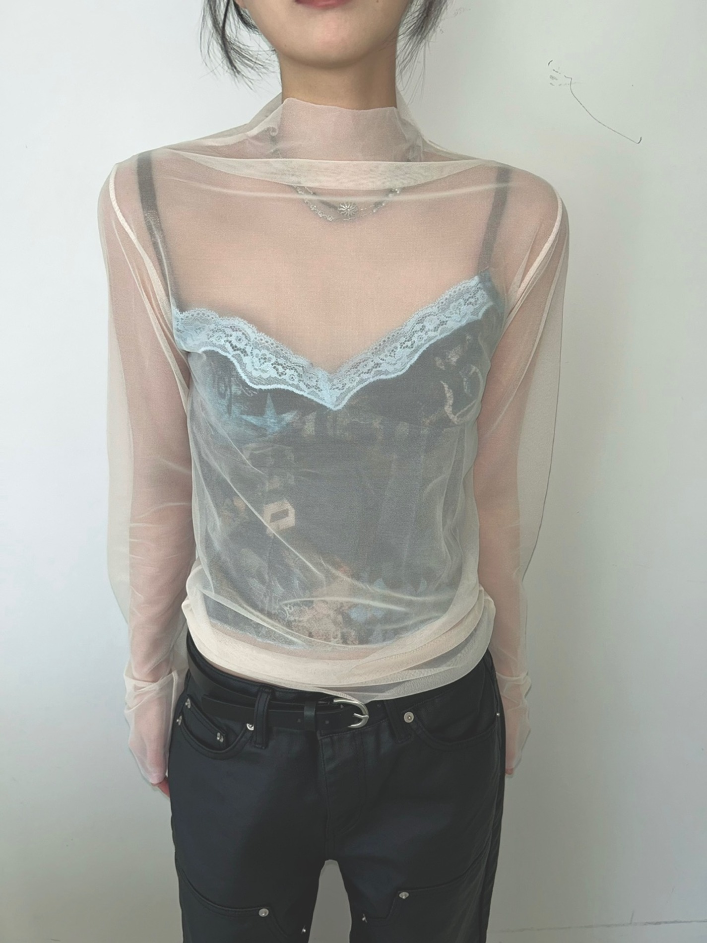 see-through mesh t-shirt (2color)