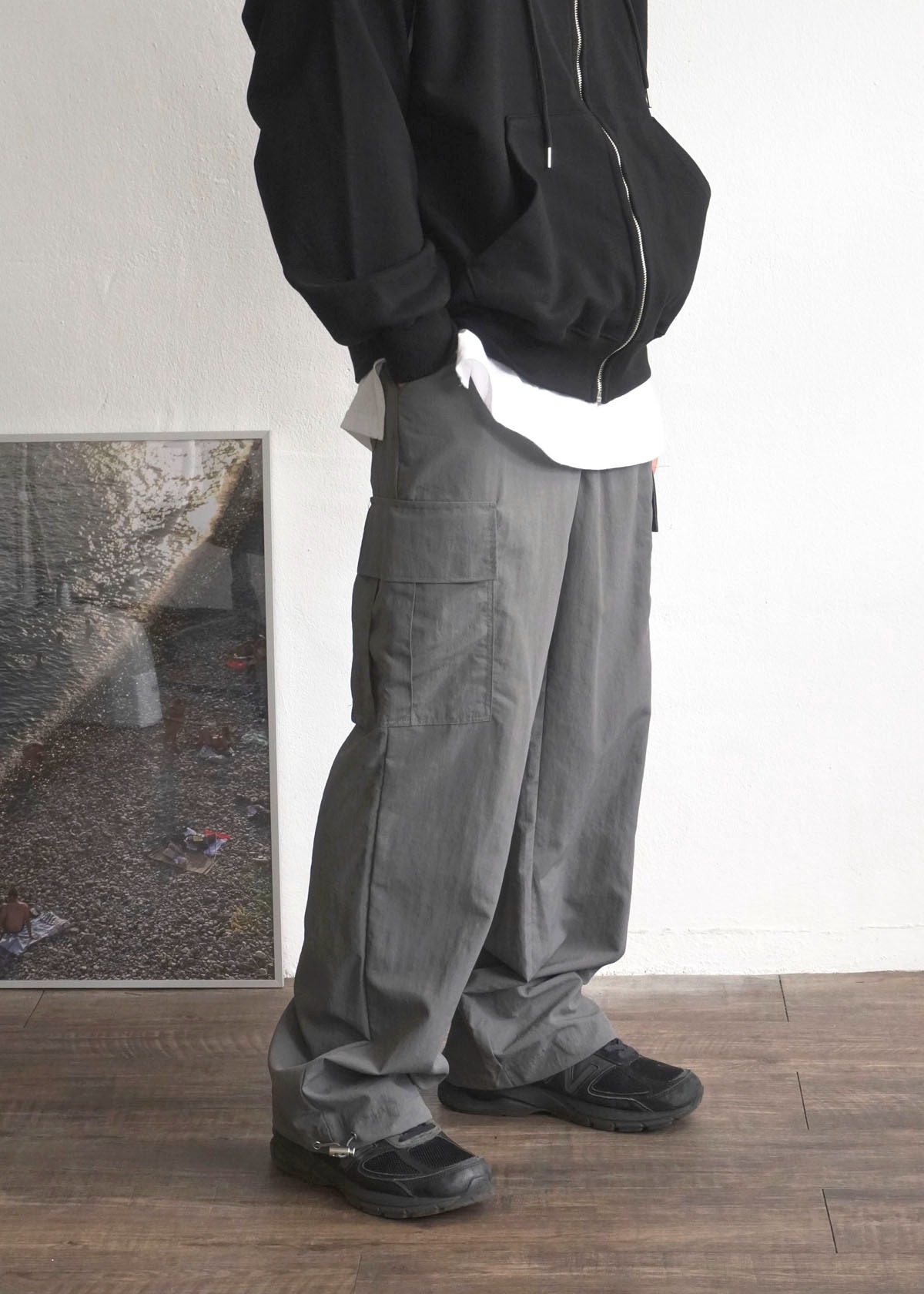 Nylon Cargo String Wide Pants (3Color)