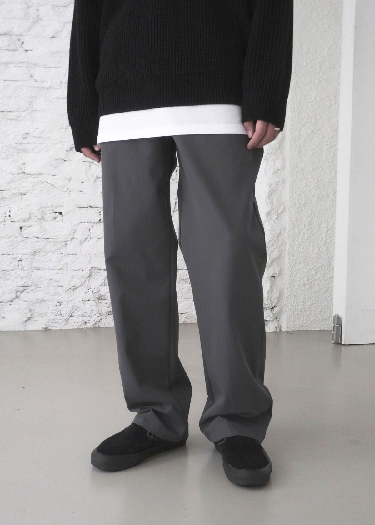 Minimal Straight Wide Banding Pants (3Color)