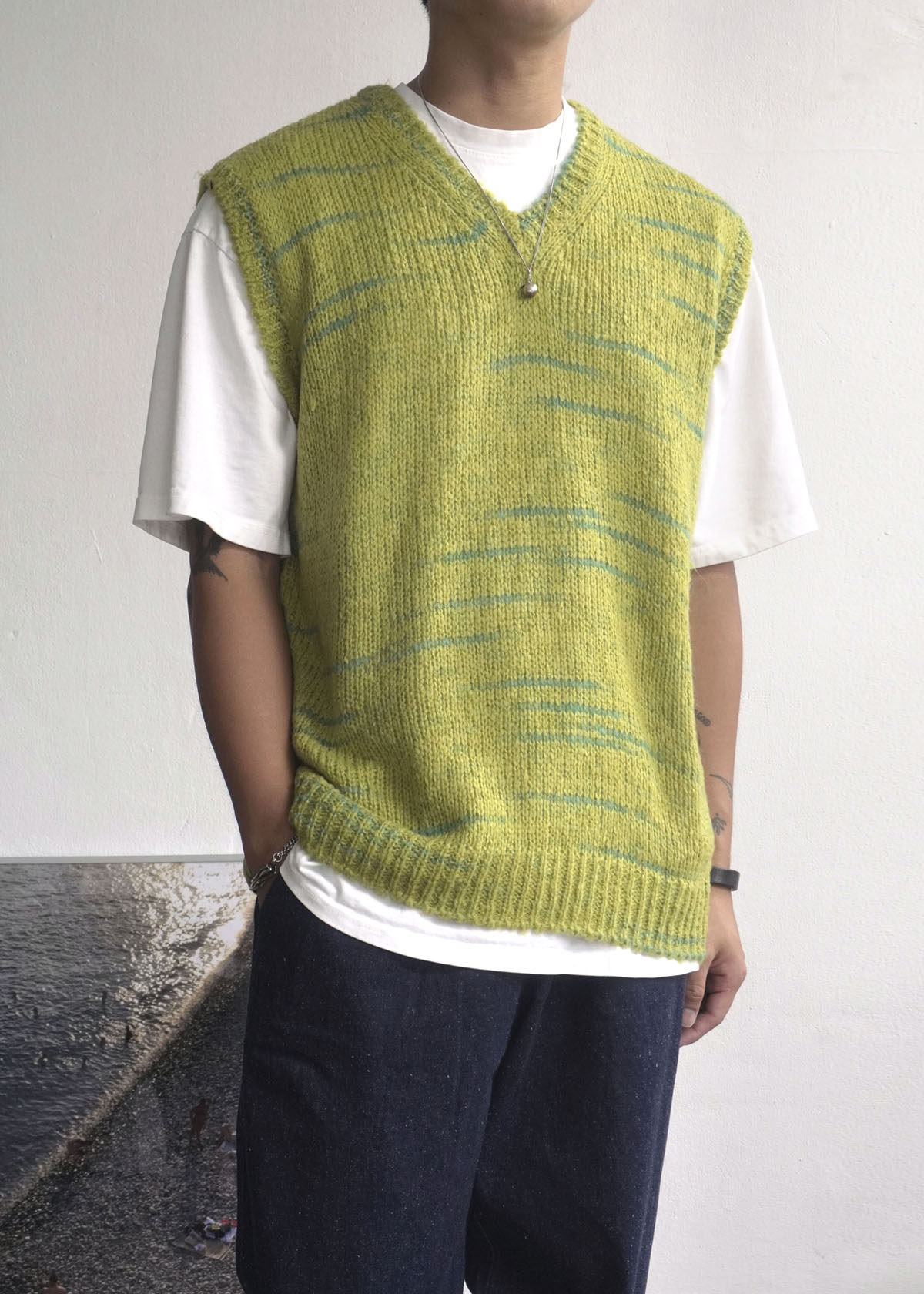Mix Color Wool Knit Vest (5Color)
