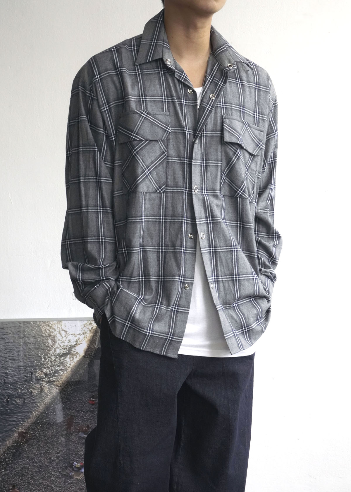 Wool Check Snap-button Shirts (2Color)