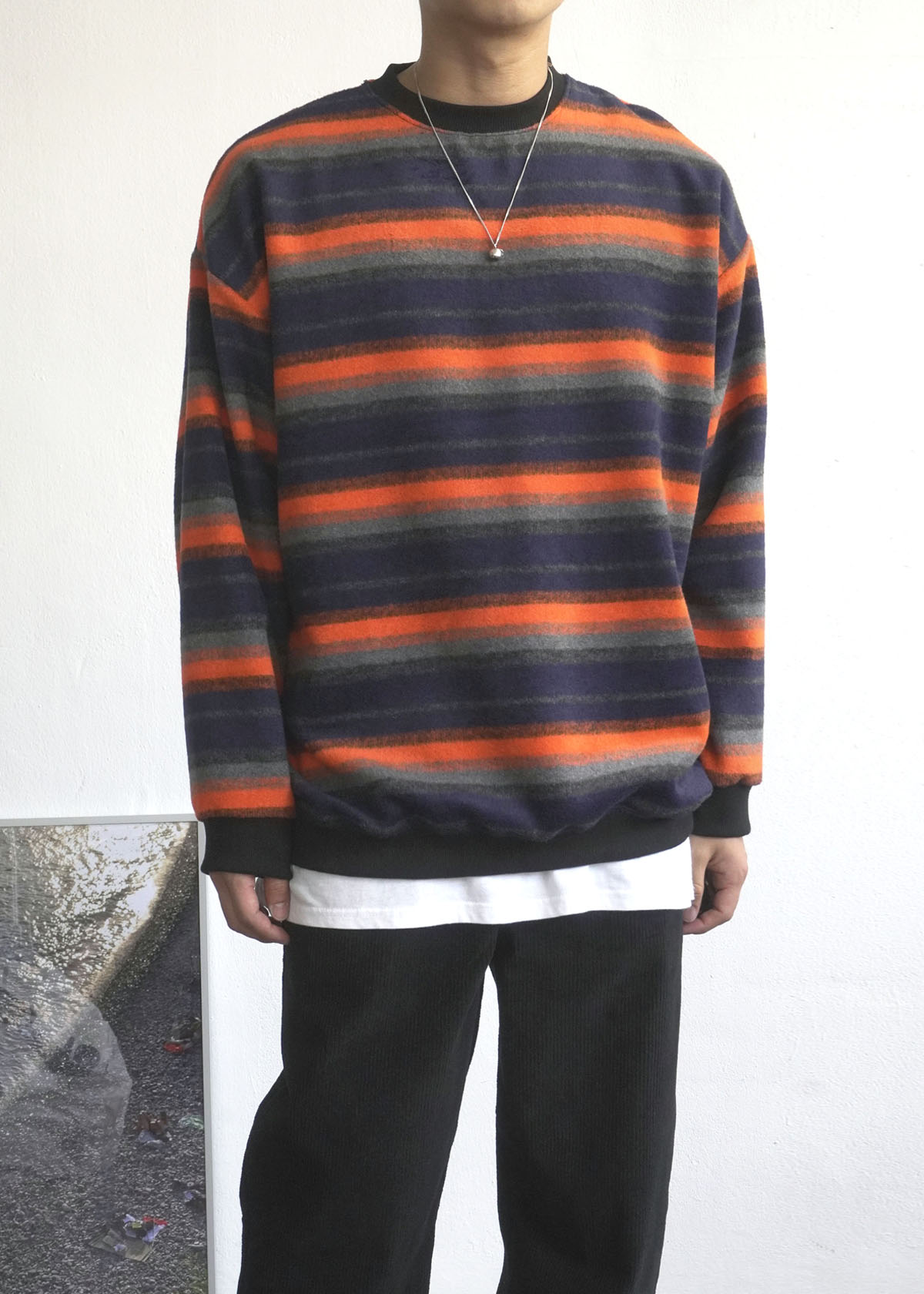Angora Stripe Knit Sweatshirts (2Color)
