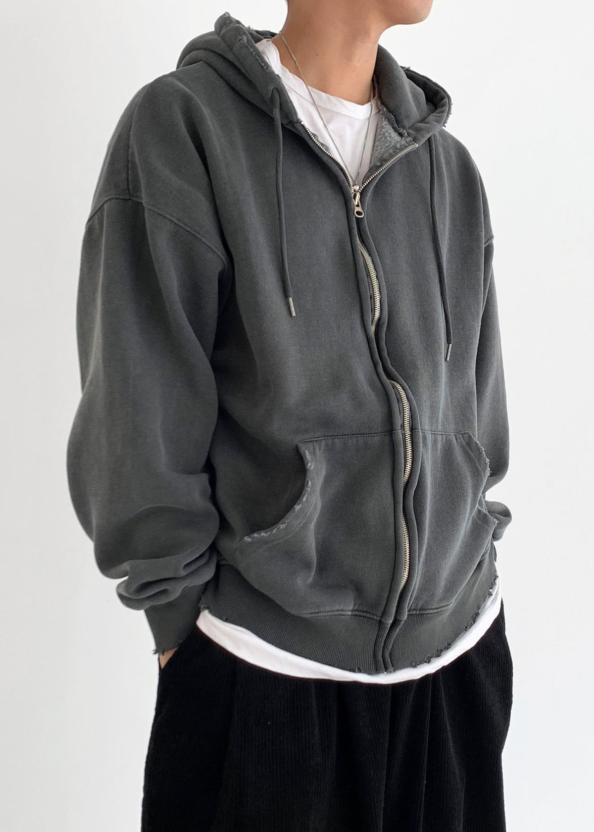 Damage Dyeing Hooded Zip-up (3Color)