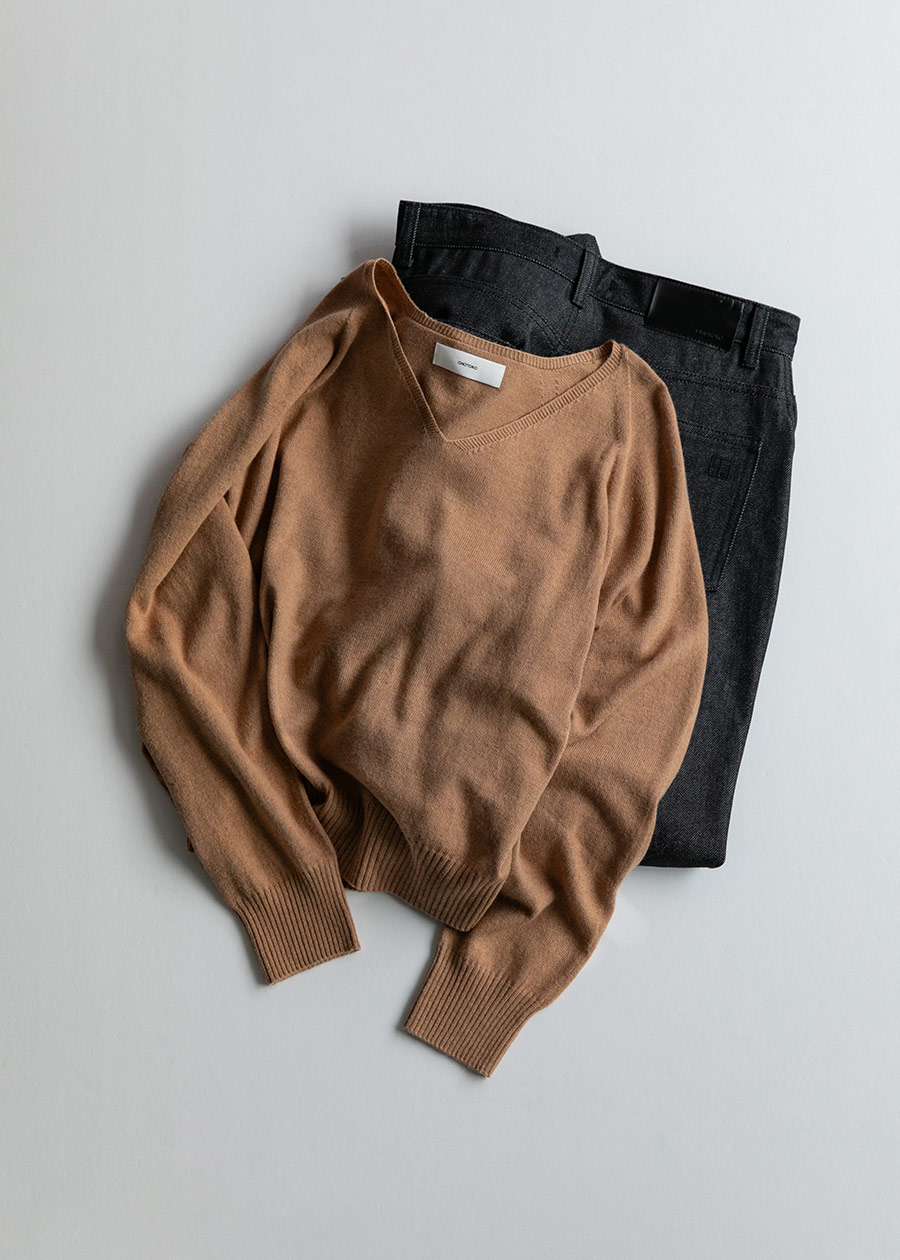 wool cash V knit | OHOTORO