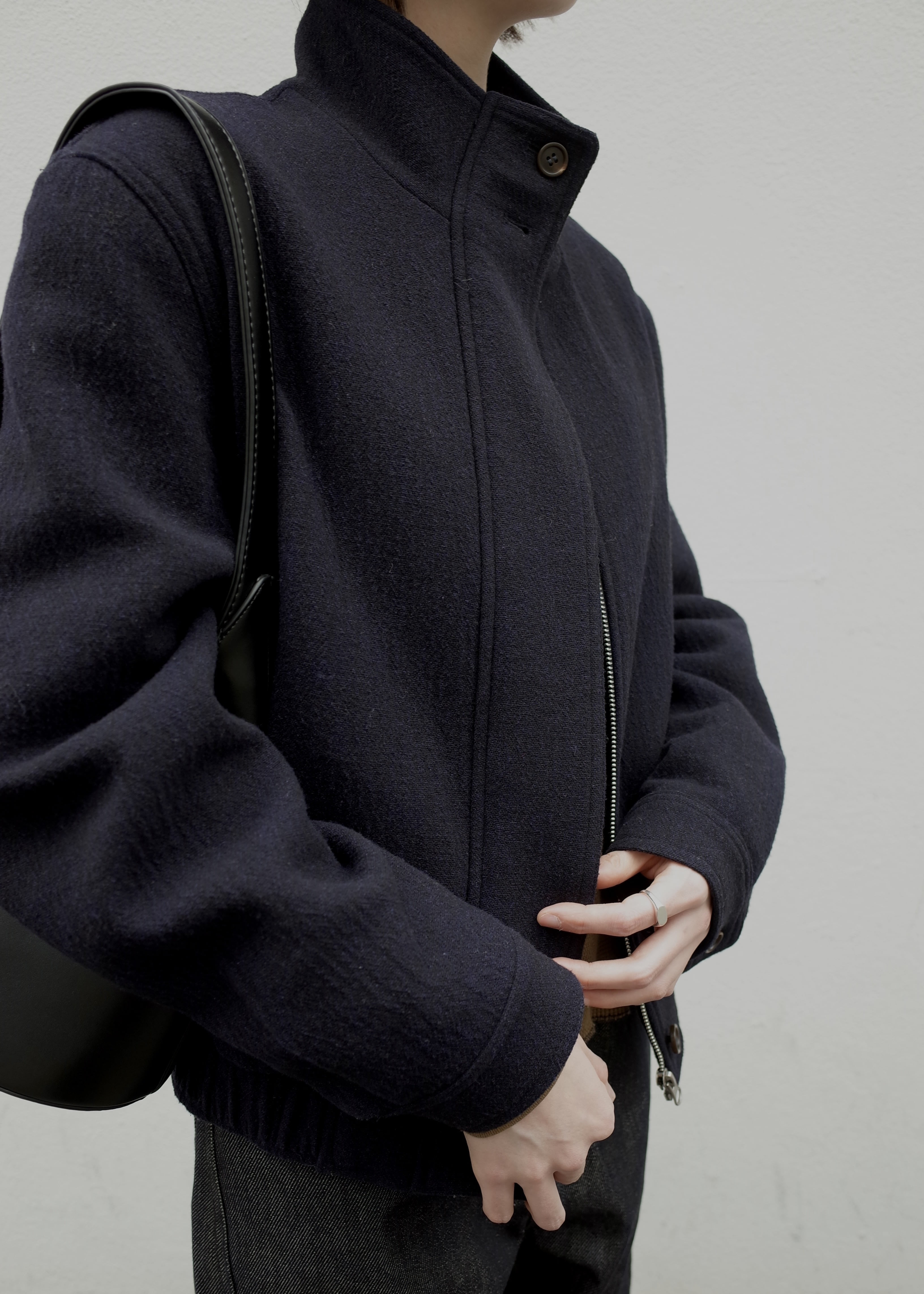 mannish high neck blouson | OHOTORO