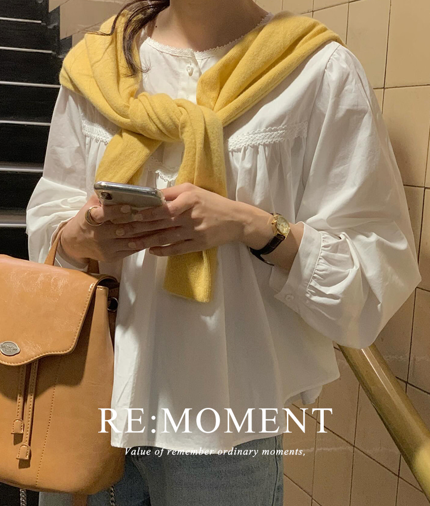 [RE:MOMENT/Same-day delivery] Made. Heart shirring blouse