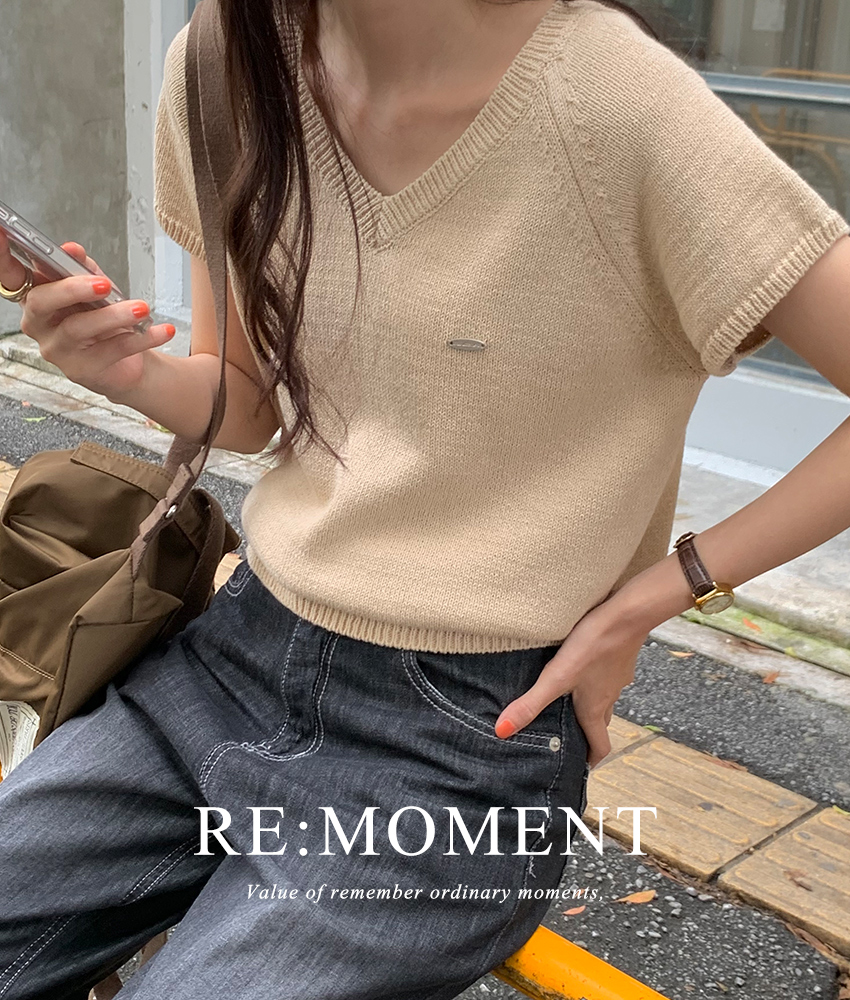 [RE:MOMENT/Same-day delivery except navy] Made. Muffin Cotton V-neck Short-sleeved Knitwear 3 colors!