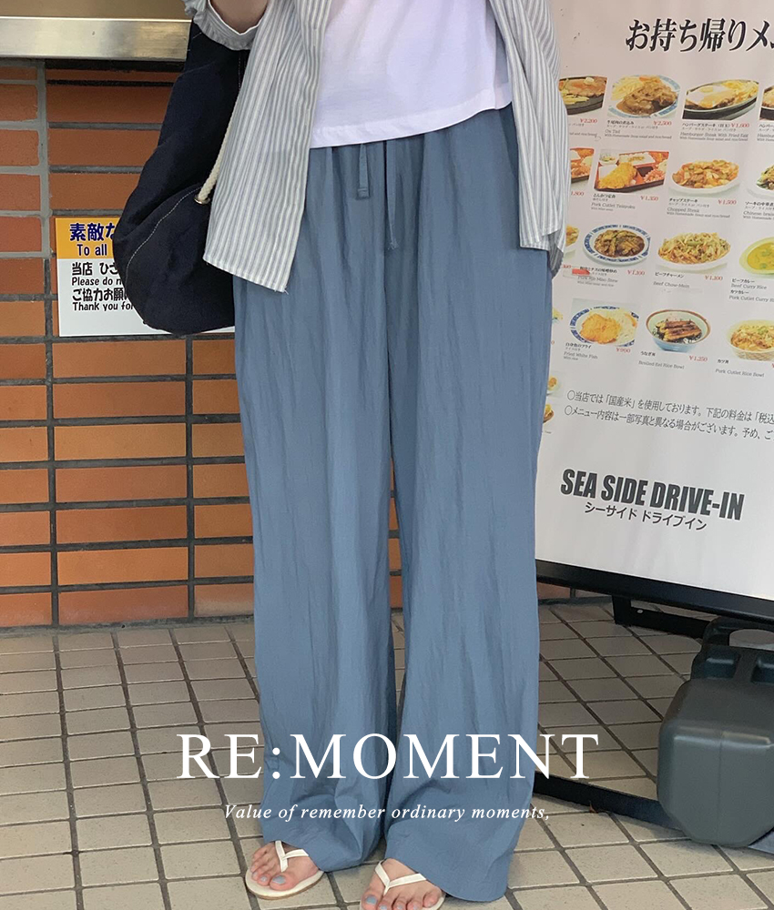 [RE:MOMENT/黄色,蓝色 当天发送] made.Walk 氨纶 宽腿裤子 4颜色!
