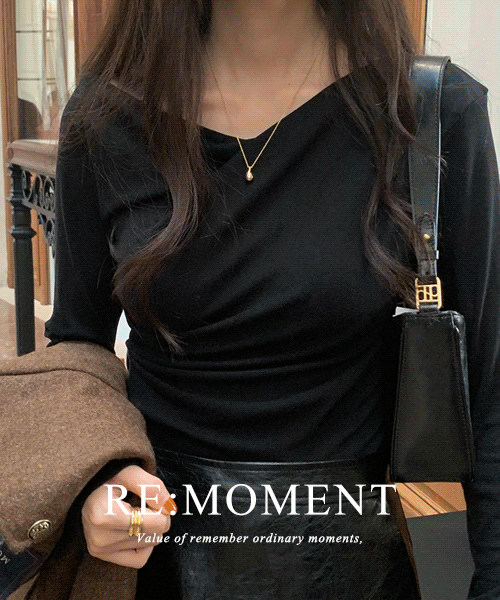 [RE:MOMENT/Beige, Mint Shipped on the same day] Made. Rael Boat Neck Drape T-shirt 3 colors!