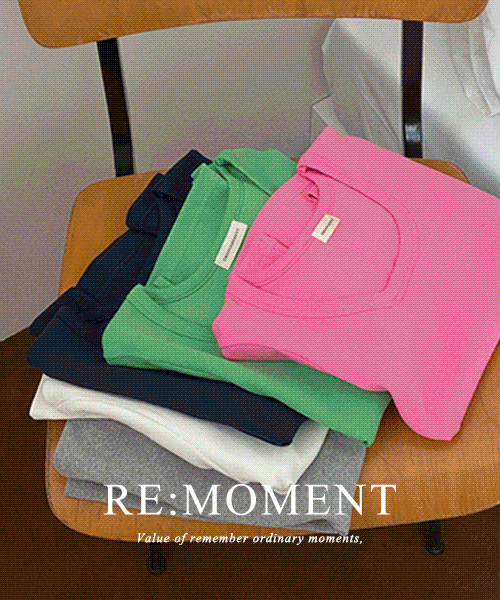 [RE:MOMENT/ネイビー、ピンク、グリーン 即日発送] made。スクエア スリム リブ Tシャツ 5color!