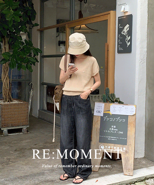 [RE:MOMENT/Pink shipped on the same day] Made. Muffin Cotton V-neck Short Sleeve Knitwear 3 colors!