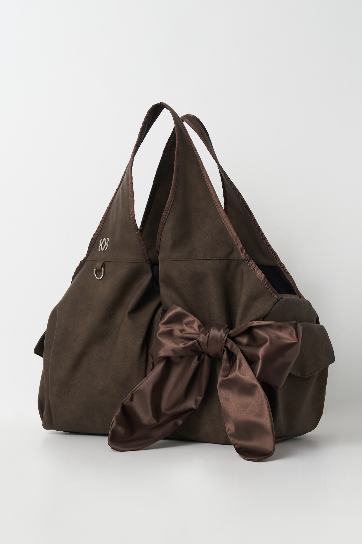 [Vegan Nubuck] bow shoulder bag (brown)