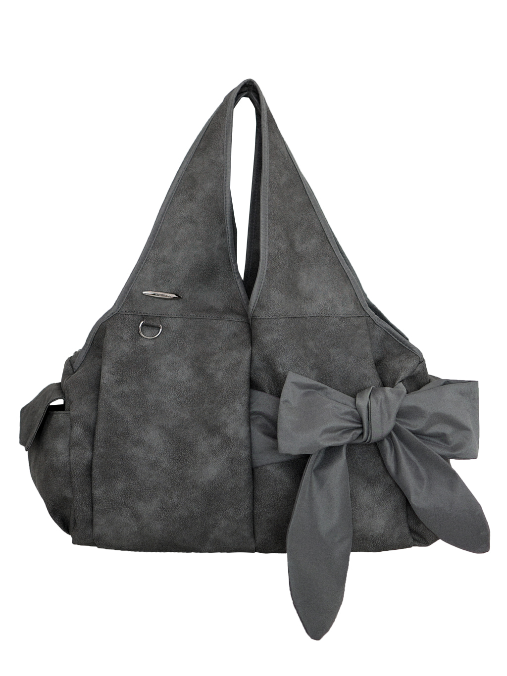 [Vegan Nubuck] bow shoulder bag (gray)