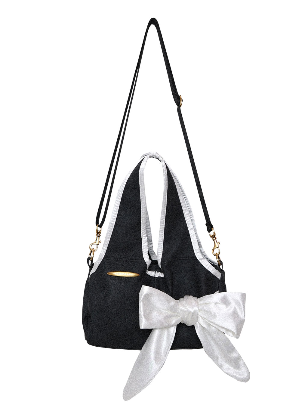 baby bow bag (pale black)