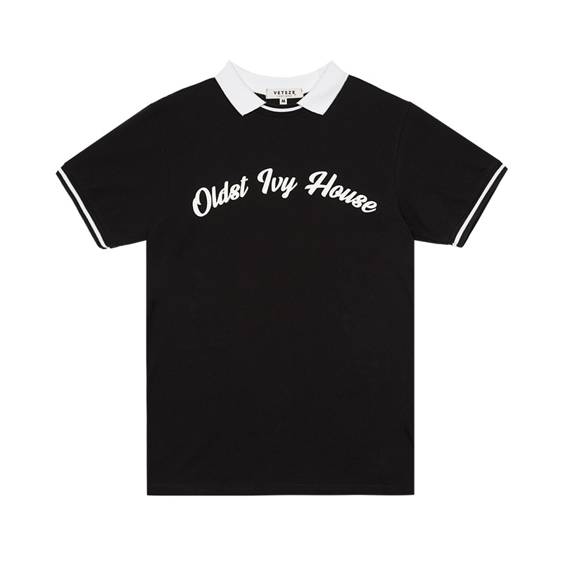 올드 아이비 클래식 카라 하프 티셔츠 (블랙)